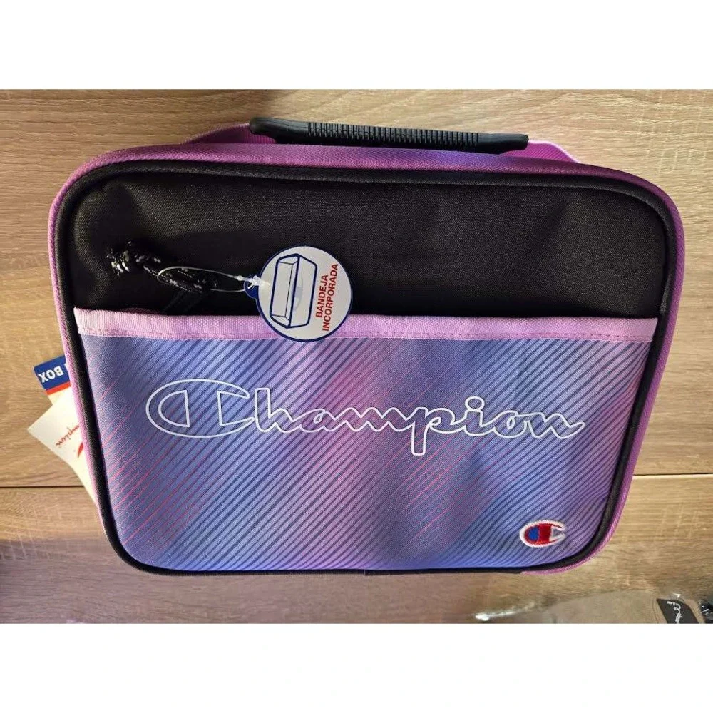 Champion Insulated Lunch‎ Box Purple Blue Stripe Hard Liner NWT
